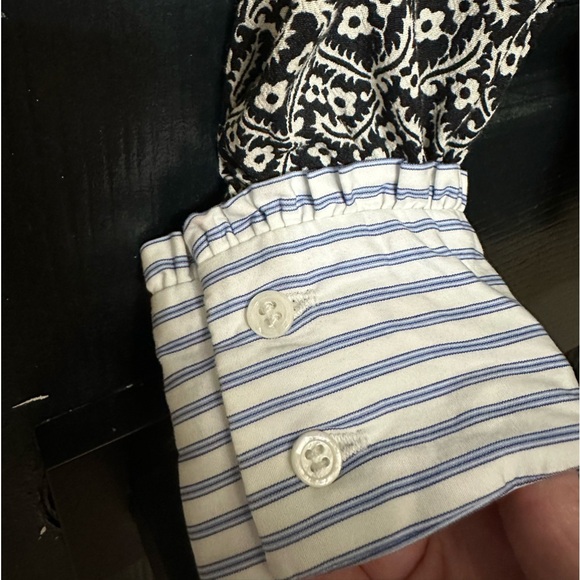 Zara floral & stripes turtle neck cotton shirt. - Picture 2 of 5